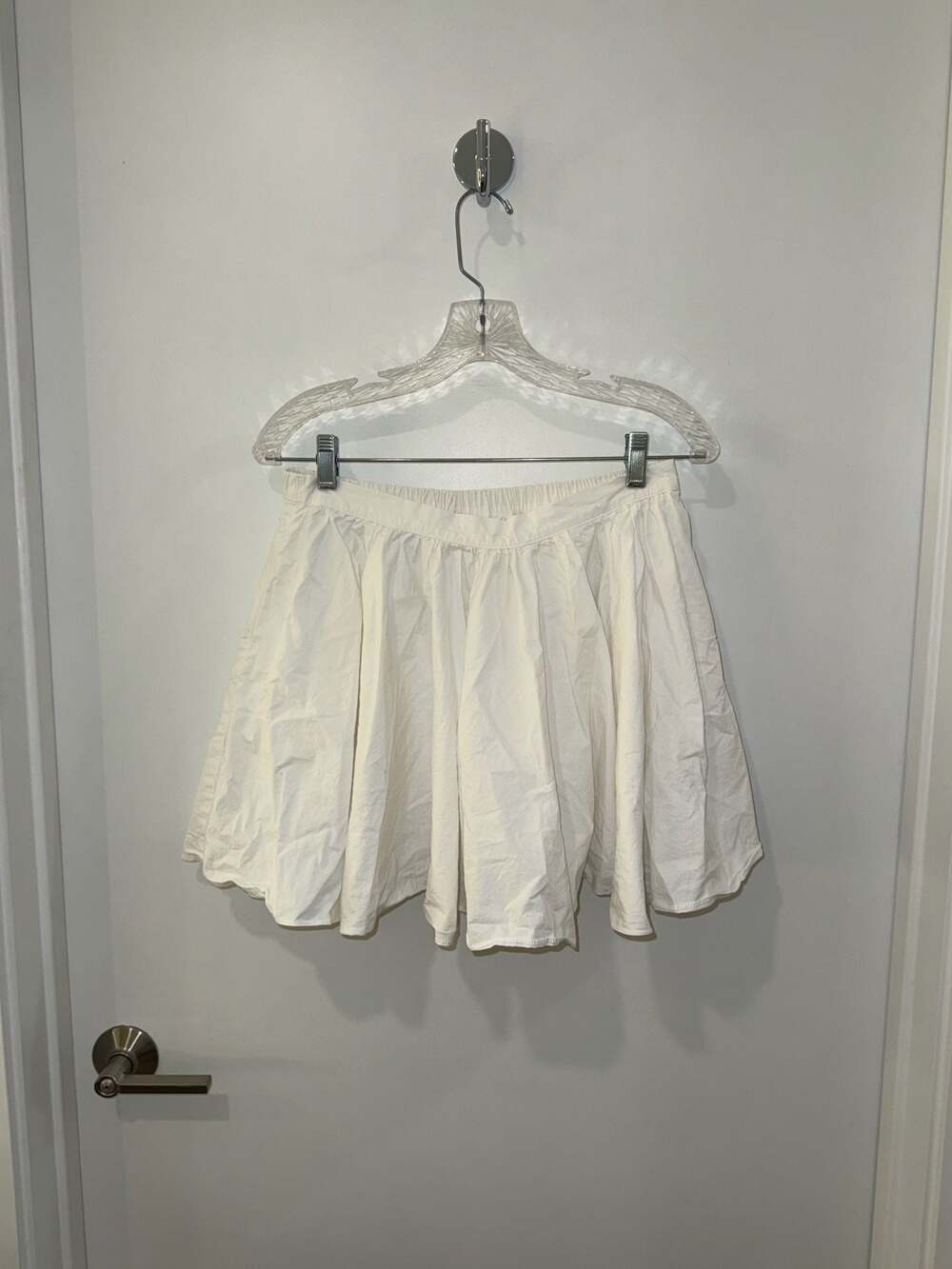 Free People Women's White Cotton Elastic Waist Boho Mini Skirt